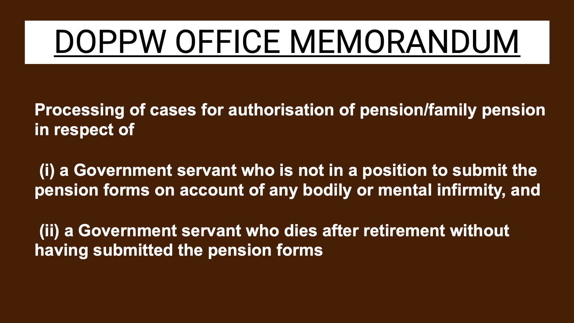 authorisation of pension